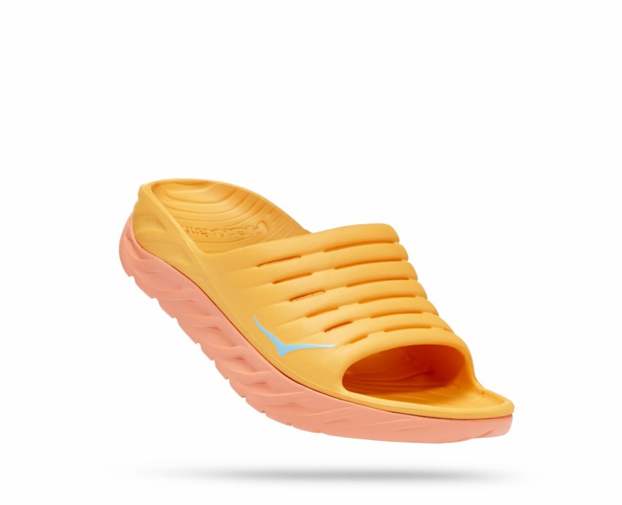 Footwear * | Hoka Unisex Ora Recovery Slide (Aysc Amber Yellow/Shell Coral)