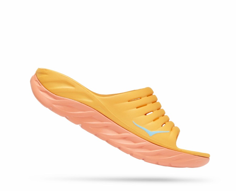 Footwear * | Hoka Unisex Ora Recovery Slide (Aysc Amber Yellow/Shell Coral)