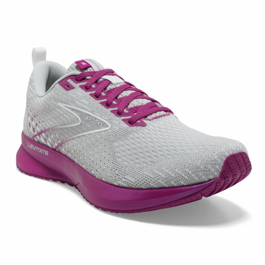 Footwear * | Brooks Women'S Levitate 5 (003 Grey/Lavender/Baton Rouge)