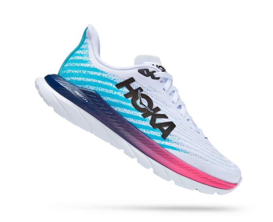 Footwear * | Hoka Women'S Mach 5 (Wsbb White/Scuba Blue)