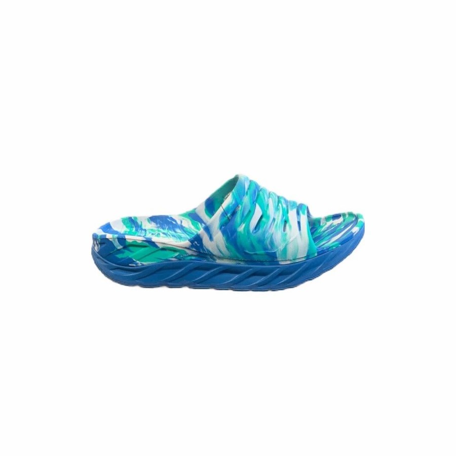 Footwear * | Hoka Unisex Ora Recovery Slide Swirl (Abcl Atlantis/Blue Coral)