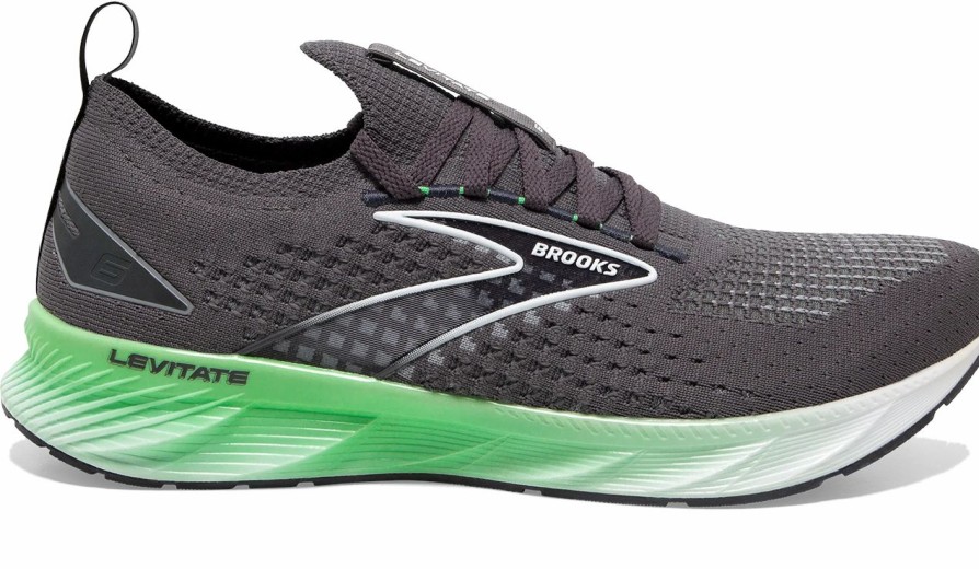 Footwear * | Brooks Men'S Levitate Stealthfit 6 (323 Blackened Pearl/Green/White)