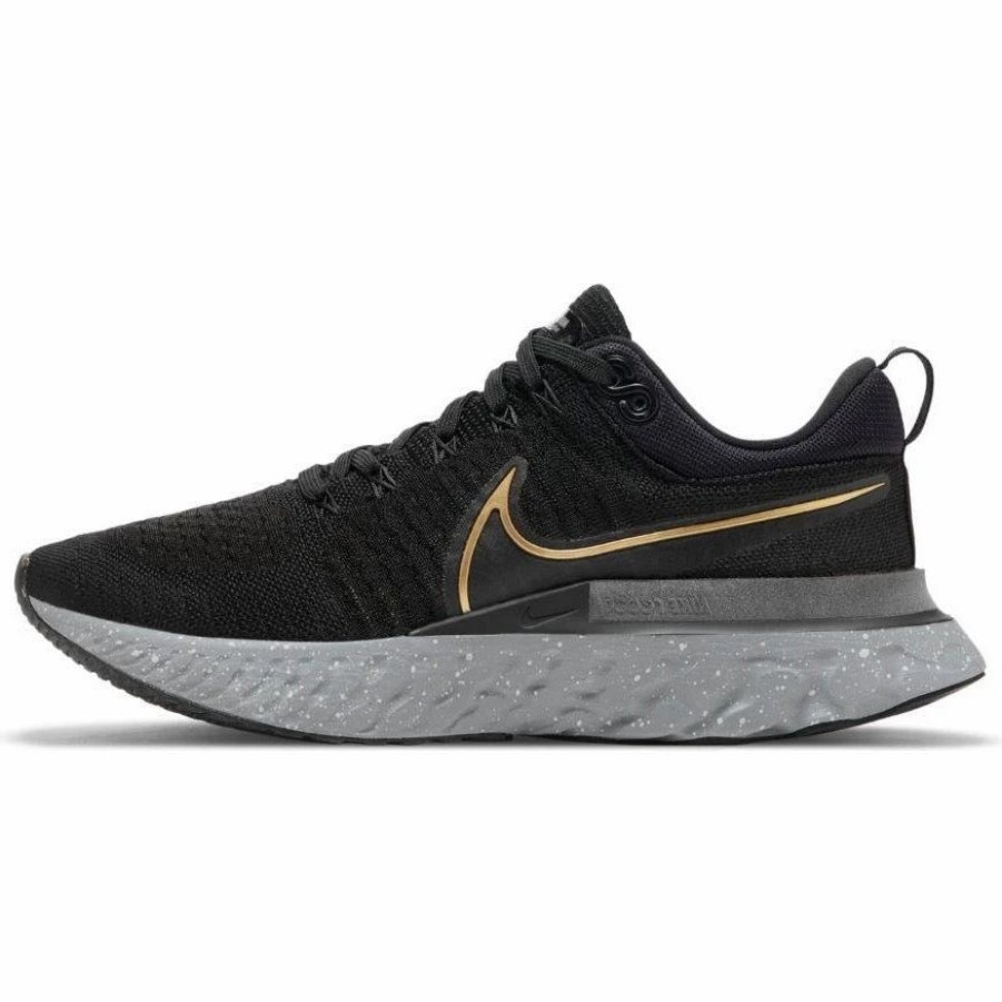 Footwear * | Nike Men'S React Infinity Run Flyknit 2 (009 Black/Metallic Gold/Smoke Grey/Grey Fog)