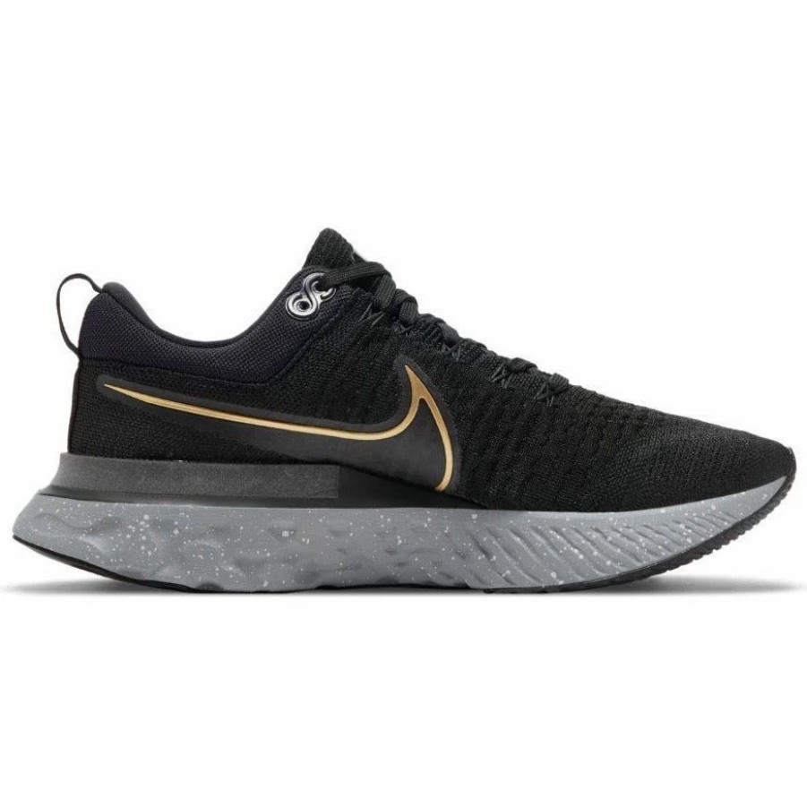 Footwear * | Nike Men'S React Infinity Run Flyknit 2 (009 Black/Metallic Gold/Smoke Grey/Grey Fog)