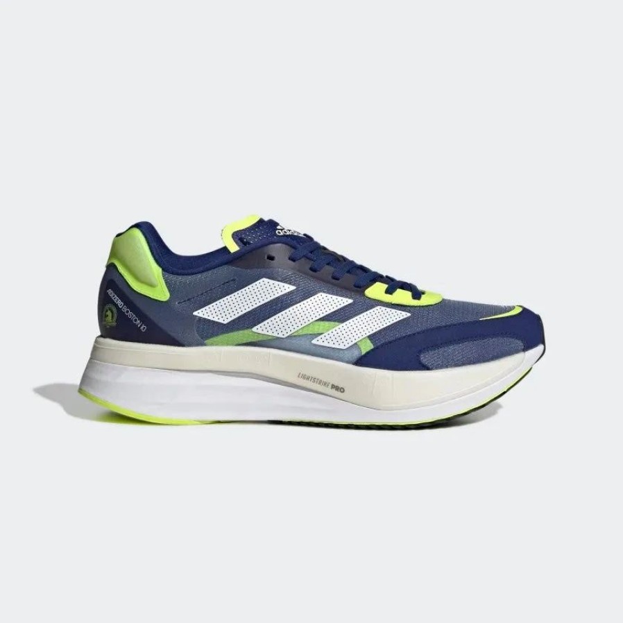 Footwear * | Adidas Men'S Adizero Boston 10 (Victory Blue/Cloud White/Solar Yellow)