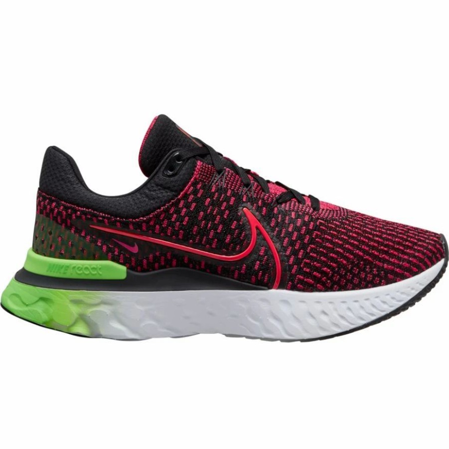 Footwear * | Nike Men'S React Infinity Run Flyknit 3 (003 Black/Siren Red/Green Strike/Team Red)