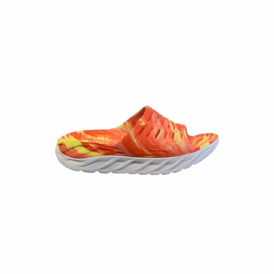 Footwear * | Hoka Unisex Ora Recovery Slide Swirl (Ypfs Yellow Pear/Fiesta)