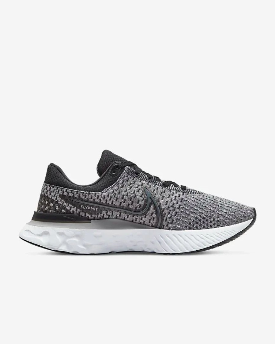 Footwear * | Nike Men'S React Infinity Run Flyknit 3 (006 Black/Grey Fog/White/Dark Smoke Grey)