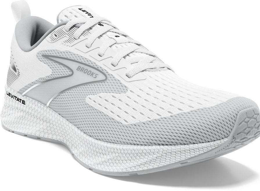 Footwear * | Brooks Men'S Levitate 6 (126 Bright White/Oyster Mushroom)